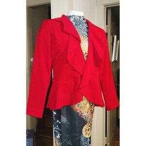 Sophisticated Fashion High Quality Joan Rivers Red Soft Knit Flutter Lapel Shrug